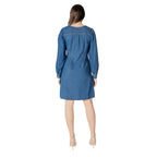 ICHI Blue Cotton Short Dress