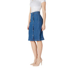 ICHI Blue Cotton Long Skirt