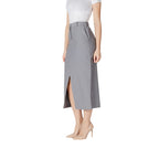 ICHI Gray Polyester Long Skirt