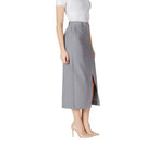 ICHI Gray Polyester Long Skirt