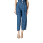 ICHI Blue Cotton Cropped Jeans