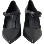Dolce & Gabbana Black Leather Logo Heels Mary Janes Pumps Shoes