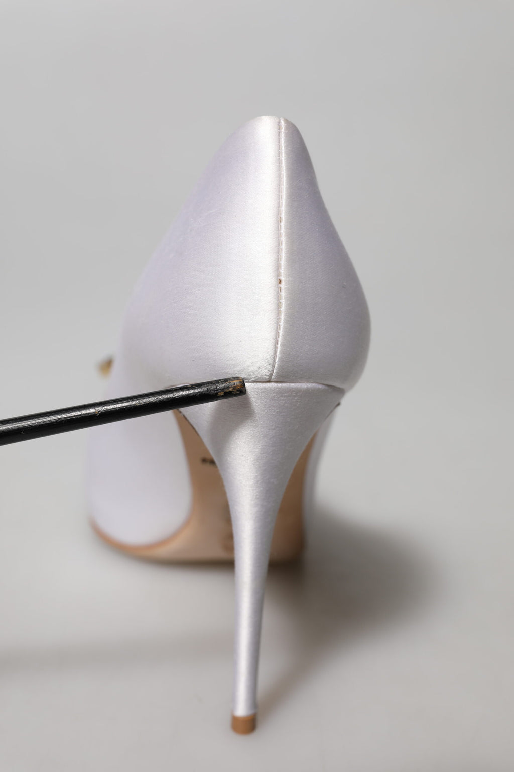 Dolce & Gabbana White Crystals Peep Toe Satin Pumps Shoes