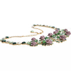 Dolce & Gabbana Gold Brass Link Chain Rose Petal Crystal Necklace