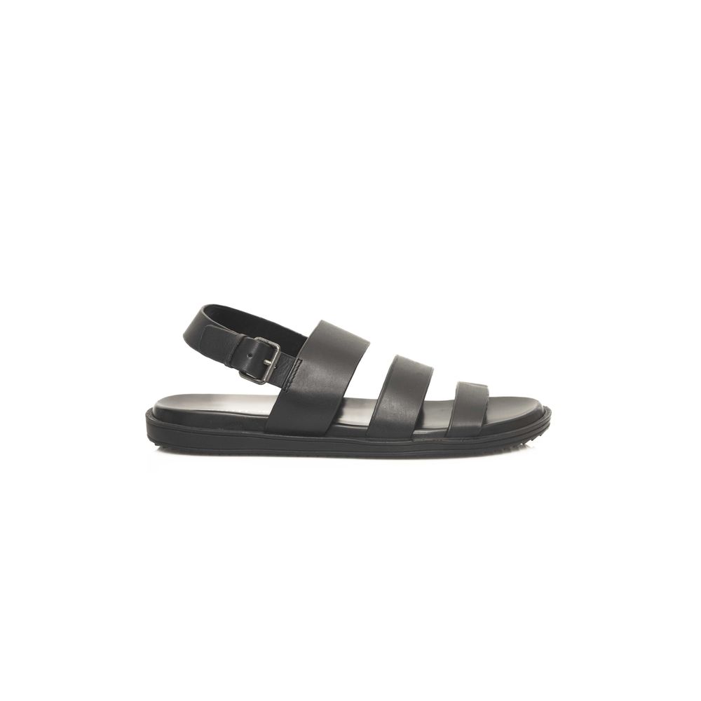 Cerruti 1881 Black Leather Men Sandal