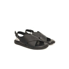 Cerruti 1881 Black Leather Men Sandal