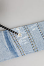 Dolce & Gabbana Blue Two Tone Denim Gold Metal Buckle Belt