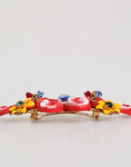 Dolce & Gabbana Multicolor Spring CARRETTO Gold Brass Crystal Hair Clip