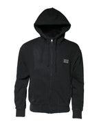 Dolce & Gabbana Black Logo Full Zip Hooded Sweatshirt Sweater