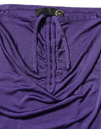 Cavalli Class Purple Viscose Elastane Strapless Bodycon Dress