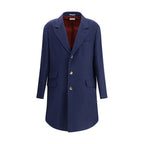 Brunello Cucinelli Blue Cashmere Coat