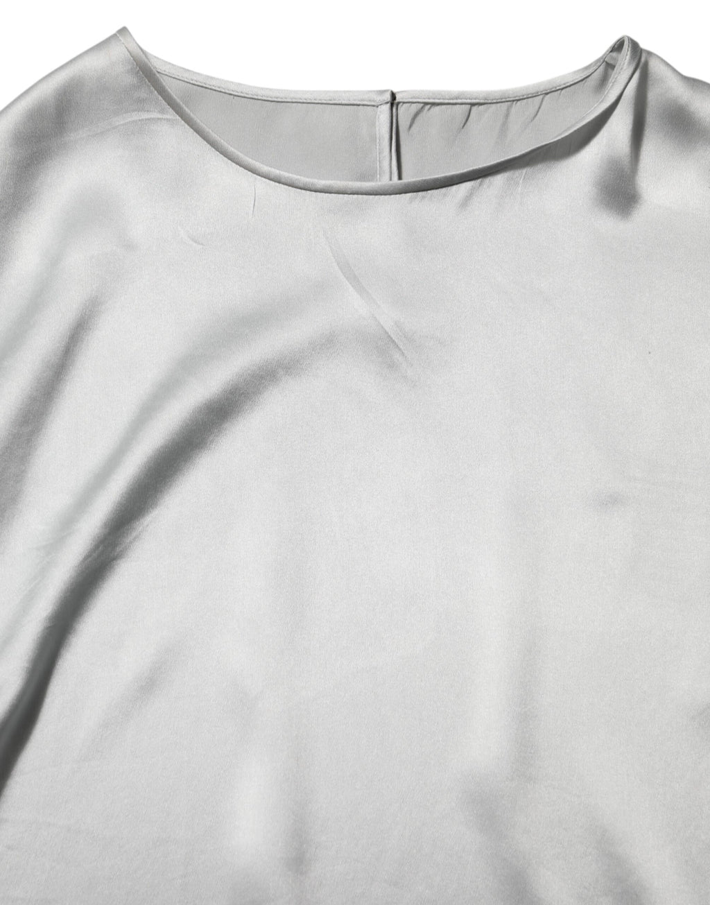 Dolce & Gabbana Gray Silk Satin Floral Lace Long Sleeve Top