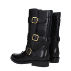 Celine Black Leather Flat Boots