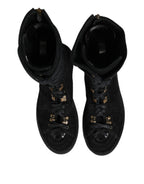 Dolce & Gabbana Black Alpaca Wool Suede Mid Calf Boots Shoes