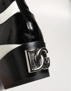 Dolce & Gabbana Black White Zebra Over The Calf Boots Shoes