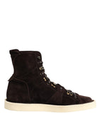 Dolce & Gabbana Brown Suede Lace Up Ankle Short Boots Shoes