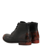 Dolce & Gabbana Black Red Lace Up Short Ankle Boot Shoes
