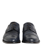 Daniele Alessandrini Blue Leather Wingtip Lace-up Formal Derby Shoes
