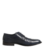Daniele Alessandrini Blue Leather Wingtip Lace-up Formal Derby Shoes