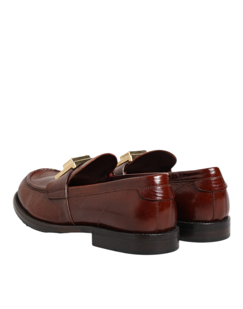 Dolce & Gabbana Brown Leather Logo Slip On Men Dress Shoes