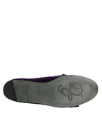 Dolce & Gabbana Purple Suede Cotton Bow Slip On Loafers Shoes