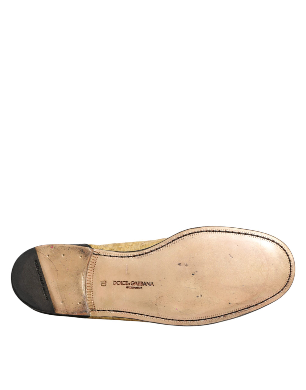Dolce & Gabbana Yellow Black Leather Slip On Loafers Shoes