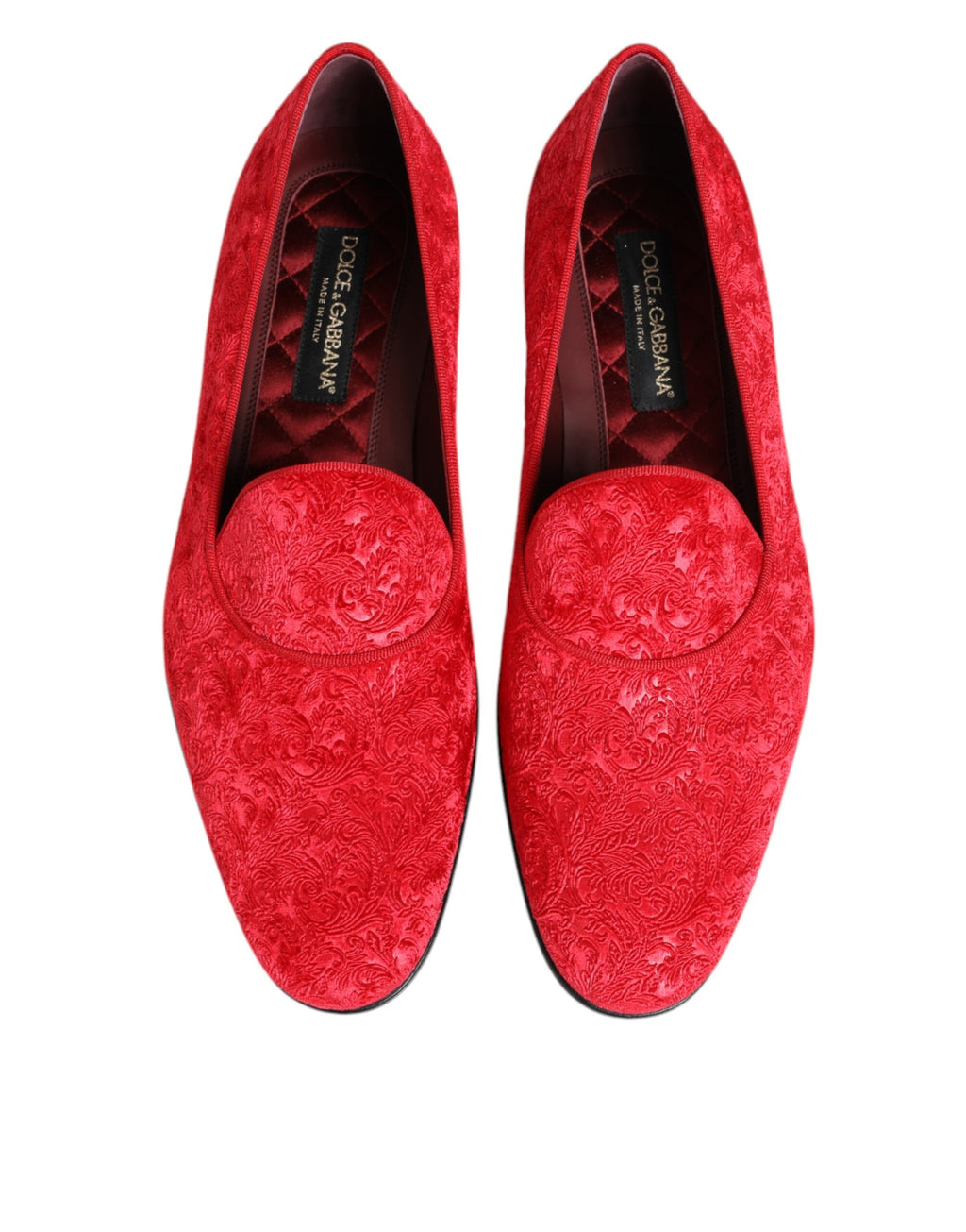 Dolce & Gabbana Red Jacquard Loafers Formal Men Dress Shoes