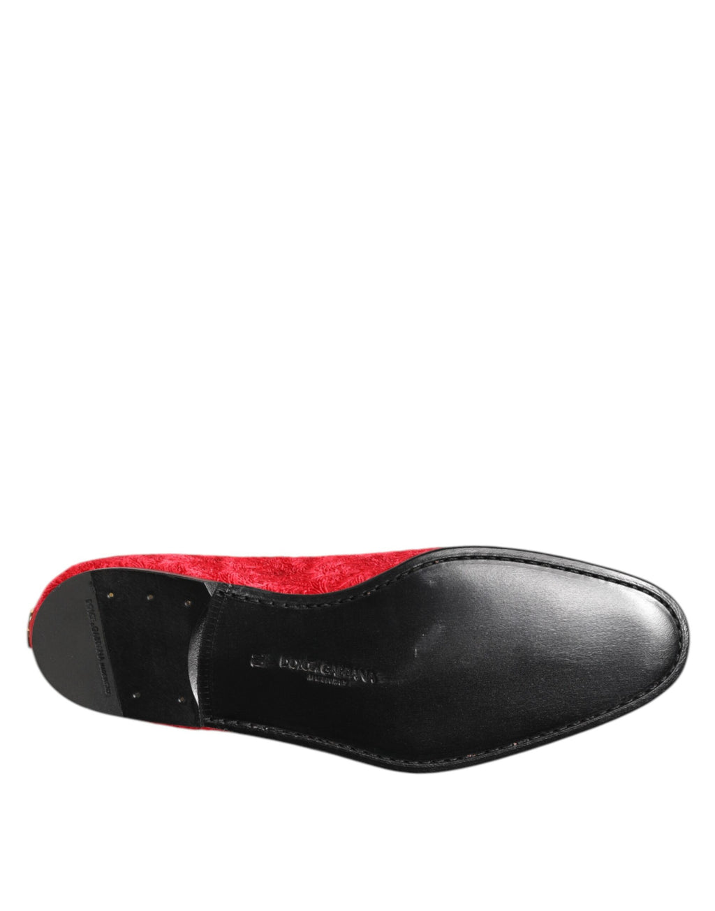 Dolce & Gabbana Red Jacquard Loafers Formal Men Dress Shoes