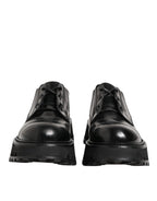 Dolce & Gabbana Black Leather Lace Up Derby Men Dress Shoes