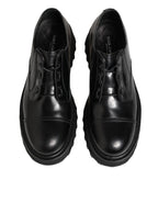 Dolce & Gabbana Black Leather Lace Up Derby Men Dress Shoes