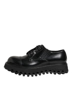 Dolce & Gabbana Black Leather Lace Up Derby Men Dress Shoes