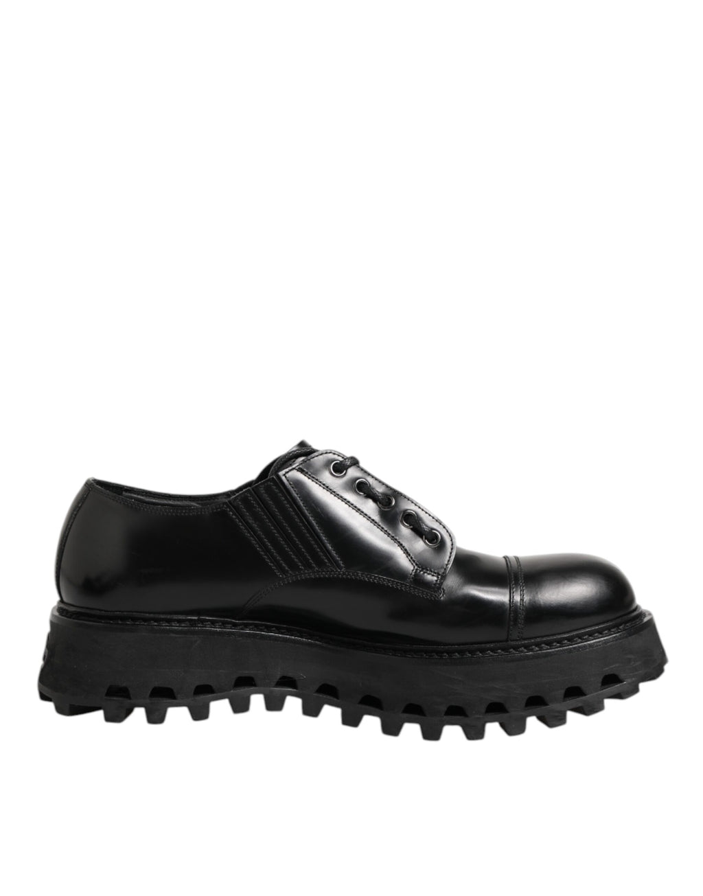 Dolce & Gabbana Black Leather Lace Up Derby Men Dress Shoes