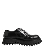 Dolce & Gabbana Black Leather Lace Up Derby Men Dress Shoes