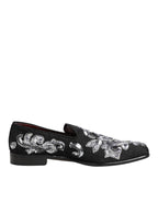 Dolce & Gabbana Black Silver Sequined Loafers Men Dress Shoes