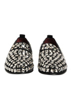Dolce & Gabbana Black Suede Crystals Loafers Men Dress Shoes