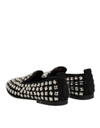 Dolce & Gabbana Black Suede Crystals Loafers Men Dress Shoes