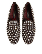 Dolce & Gabbana Bordeaux Suede Crystals Loafers Dress Shoes