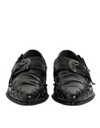 Dolce & Gabbana Black Embellished Dress Monk Strap Shoes