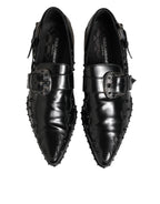 Dolce & Gabbana Black Embellished Dress Monk Strap Shoes