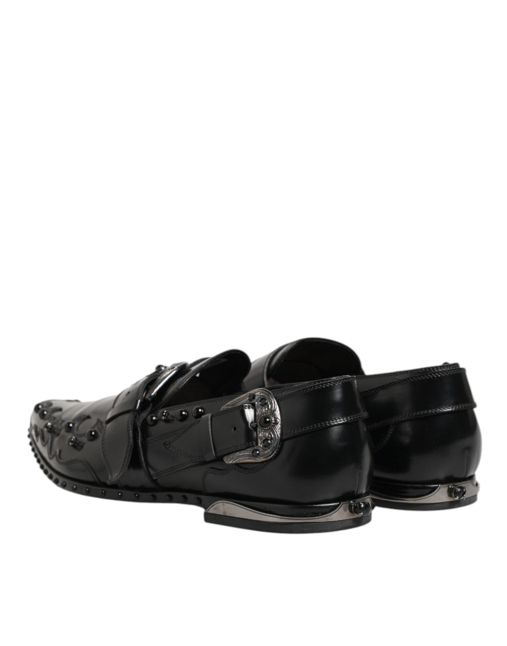 Dolce & Gabbana Black Embellished Dress Monk Strap Shoes