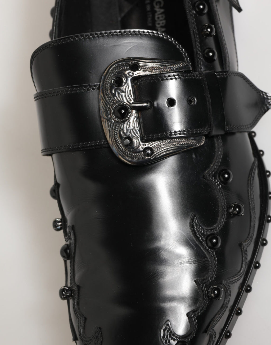 Dolce & Gabbana Black Embellished Dress Monk Strap Shoes