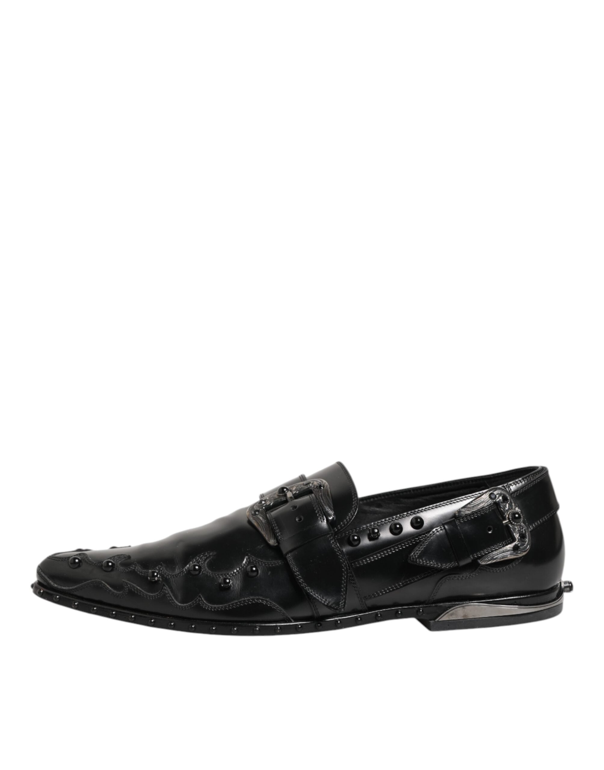 Dolce & Gabbana Black Embellished Dress Monk Strap Shoes