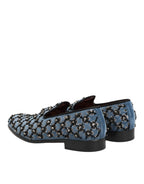 Dolce & Gabbana Blue Velvet Crystal Detailing Loafer Men Shoes
