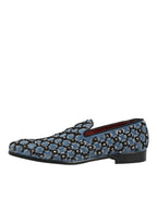 Dolce & Gabbana Blue Velvet Crystal Detailing Loafer Men Shoes