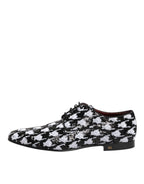 Dolce & Gabbana Dress Black White Sequined Lace Up Derby Shoes