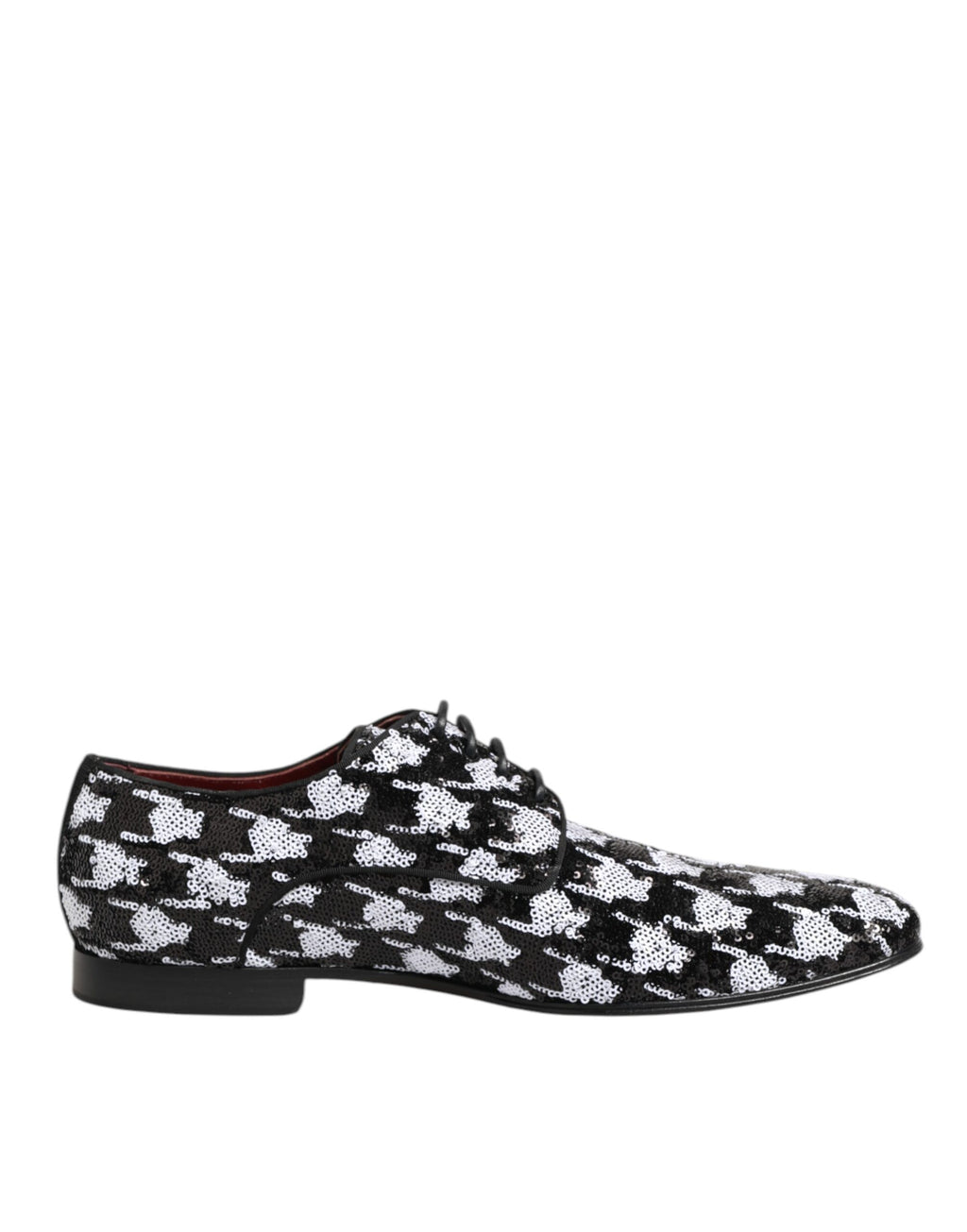 Dolce & Gabbana Dress Black White Sequined Lace Up Derby Shoes