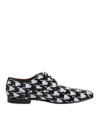 Dolce & Gabbana Dress Black White Sequined Lace Up Derby Shoes