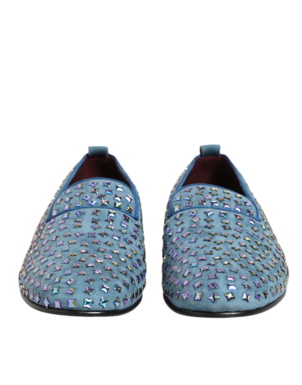 Dolce & Gabbana Blue Suede Studded Dress Men Loafers Shoes