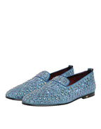 Dolce & Gabbana Blue Suede Studded Dress Men Loafers Shoes
