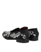 Dolce & Gabbana Black Silver Sequined Loafers Men Dress Shoes